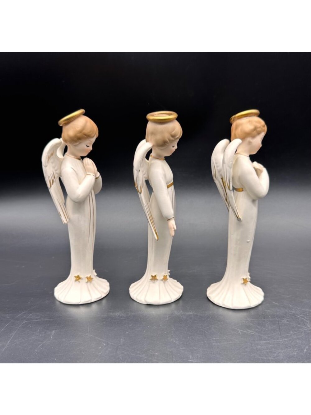 Vintage Angel Figurines Set Of 3 Mid Century Hand Painted Napco Japan 1962 READ - Picture 4 of 11